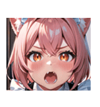 猫耳のピンク髪 ＆ びっくりした顔0（個別スタンプ：22）