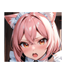 猫耳のピンク髪 ＆ びっくりした顔0（個別スタンプ：23）