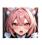 猫耳のピンク髪 ＆ びっくりした顔0（個別スタンプ：24）