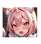 猫耳のピンク髪 ＆ びっくりした顔0（個別スタンプ：25）