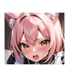 猫耳のピンク髪 ＆ びっくりした顔0（個別スタンプ：26）