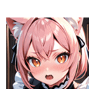 猫耳のピンク髪 ＆ びっくりした顔0（個別スタンプ：27）