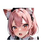 猫耳のピンク髪 ＆ びっくりした顔0（個別スタンプ：28）