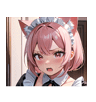 猫耳のピンク髪 ＆ びっくりした顔0（個別スタンプ：29）