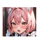 猫耳のピンク髪 ＆ びっくりした顔0（個別スタンプ：30）