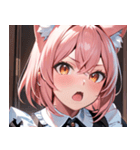 猫耳のピンク髪 ＆ びっくりした顔0（個別スタンプ：31）