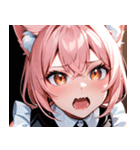 猫耳のピンク髪 ＆ びっくりした顔0（個別スタンプ：32）