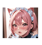 猫耳のピンク髪 ＆ びっくりした顔0（個別スタンプ：35）