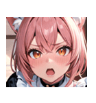 猫耳のピンク髪 ＆ びっくりした顔0（個別スタンプ：36）
