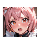 猫耳のピンク髪 ＆ びっくりした顔0（個別スタンプ：38）