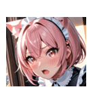 猫耳のピンク髪 ＆ びっくりした顔0（個別スタンプ：40）