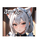 猫耳の銀髪 ＆ 穏やかな表情（個別スタンプ：9）