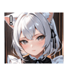 猫耳の銀髪 ＆ 穏やかな表情（個別スタンプ：14）