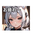 猫耳の銀髪 ＆ 穏やかな表情（個別スタンプ：27）