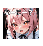 猫耳のピンク髪 ＆ びっくりした顔（個別スタンプ：4）