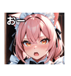 猫耳のピンク髪 ＆ びっくりした顔（個別スタンプ：6）