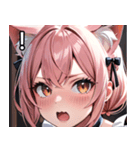 猫耳のピンク髪 ＆ びっくりした顔（個別スタンプ：14）