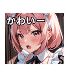 猫耳のピンク髪 ＆ びっくりした顔（個別スタンプ：16）