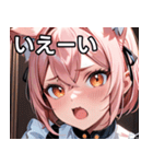 猫耳のピンク髪 ＆ びっくりした顔（個別スタンプ：17）
