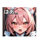 猫耳のピンク髪 ＆ びっくりした顔（個別スタンプ：24）