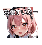 猫耳のピンク髪 ＆ びっくりした顔（個別スタンプ：28）