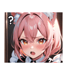 猫耳のピンク髪 ＆ びっくりした顔（個別スタンプ：30）