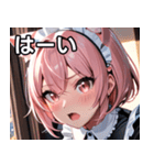 猫耳のピンク髪 ＆ びっくりした顔（個別スタンプ：40）