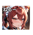 猫耳のワインレッドの髪 ＆ 怒った顔（個別スタンプ：26）