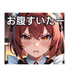 猫耳のワインレッドの髪 ＆ 怒った顔（個別スタンプ：28）