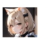 猫耳のアッシュブロンド ＆ 無表情0（個別スタンプ：1）