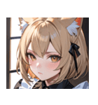 猫耳のアッシュブロンド ＆ 無表情0（個別スタンプ：5）
