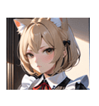 猫耳のアッシュブロンド ＆ 無表情0（個別スタンプ：22）