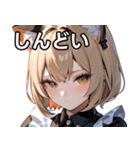 猫耳のアッシュブロンド ＆ 無表情（個別スタンプ：32）