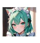 猫耳のミントグリーンの髪＆好奇心旺盛な顔0（個別スタンプ：3）