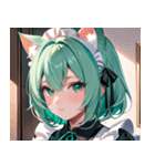 猫耳のミントグリーンの髪＆好奇心旺盛な顔0（個別スタンプ：10）