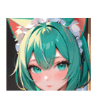 猫耳のミントグリーンの髪＆好奇心旺盛な顔0（個別スタンプ：16）