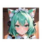 猫耳のミントグリーンの髪＆好奇心旺盛な顔0（個別スタンプ：25）