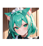 猫耳のミントグリーンの髪＆好奇心旺盛な顔0（個別スタンプ：27）