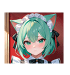 猫耳のミントグリーンの髪＆好奇心旺盛な顔0（個別スタンプ：28）