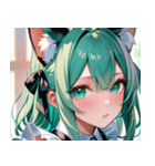 猫耳のミントグリーンの髪＆好奇心旺盛な顔0（個別スタンプ：30）