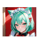 猫耳のミントグリーンの髪＆好奇心旺盛な顔0（個別スタンプ：36）