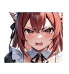 猫耳のワインレッドの髪 ＆ 怒った顔0（個別スタンプ：1）