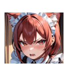 猫耳のワインレッドの髪 ＆ 怒った顔0（個別スタンプ：2）