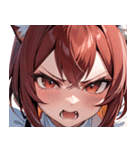 猫耳のワインレッドの髪 ＆ 怒った顔0（個別スタンプ：5）