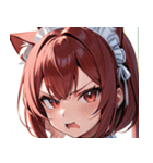 猫耳のワインレッドの髪 ＆ 怒った顔0（個別スタンプ：9）