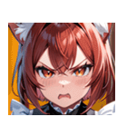 猫耳のワインレッドの髪 ＆ 怒った顔0（個別スタンプ：12）