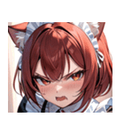 猫耳のワインレッドの髪 ＆ 怒った顔0（個別スタンプ：14）