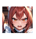 猫耳のワインレッドの髪 ＆ 怒った顔0（個別スタンプ：15）