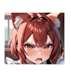 猫耳のワインレッドの髪 ＆ 怒った顔0（個別スタンプ：16）