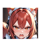 猫耳のワインレッドの髪 ＆ 怒った顔0（個別スタンプ：18）